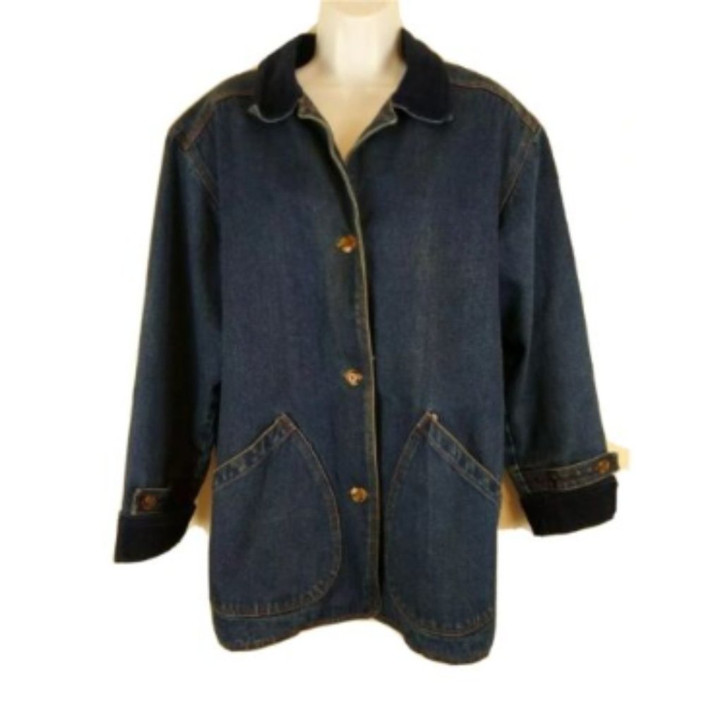 Outbrook Flannel Lined (Medium) Heavy Blue Denim Jean Button-up Jacket Coat
